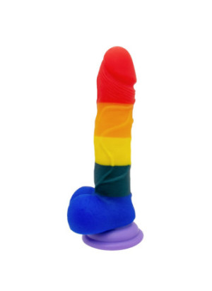 Gode ventouse multicolore réaliste avec testicules - YOJ-064
